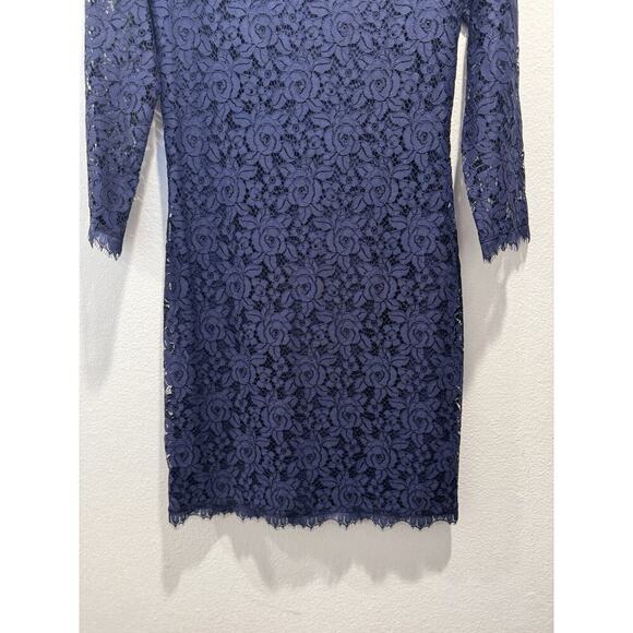 Diane Von Furstenberg Women’s Size 0 Navy Blue Lace Colleen Sheath Dress Glam - Picture 4 of 8